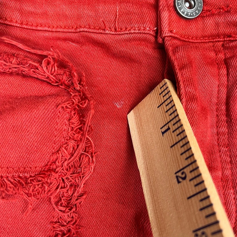 VALABASAS Red Denim Cargo Pants Distressed Ripped D-Ring Flare Leg 38x36 - Picture 5 of 16